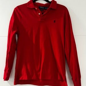 NWOT Polo Ralph Lauren Classic Red Polo Shirt Boys 14-16 Long Sleeve Top Button